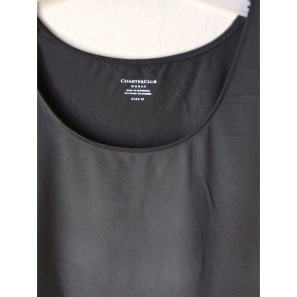 Charter Club Women's Shirt 1X Black Sleeveless Round Neck Tank Top - Picture 3 of 10